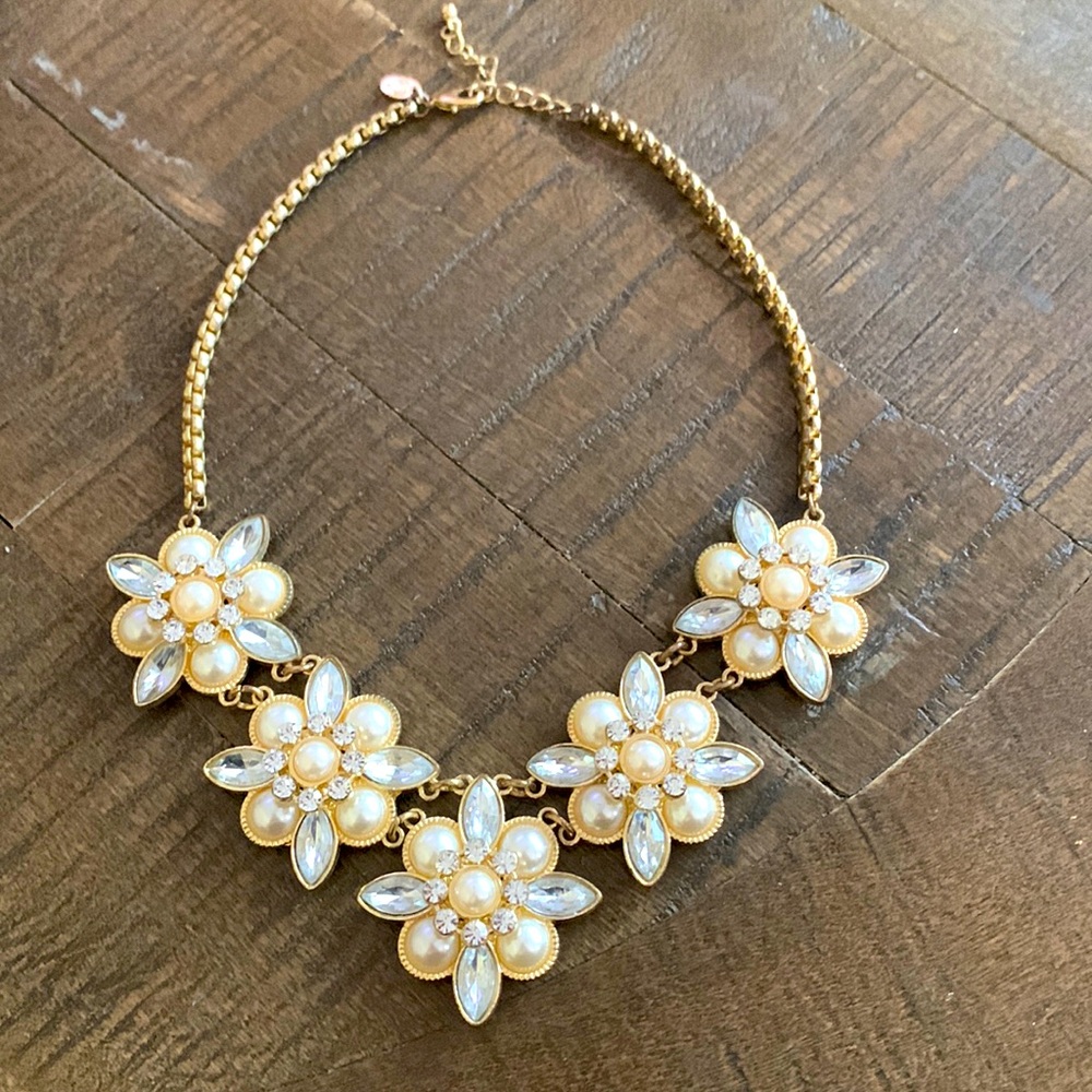 Rhinestone and Faux Pearl Statement Necklace